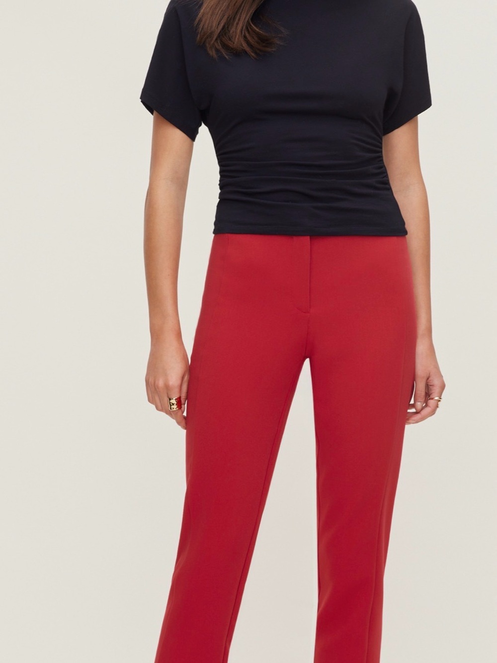 Dynamite Crimson Straight-Leg High-Rise Pants